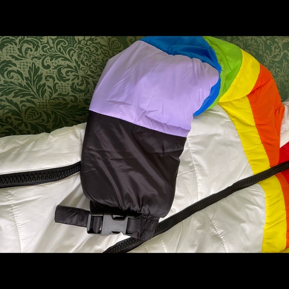 NWT XS Dolls kill Delias Sweet Retreat rainbow pride snow suit bibs puffer coat - Picture 2 of 11